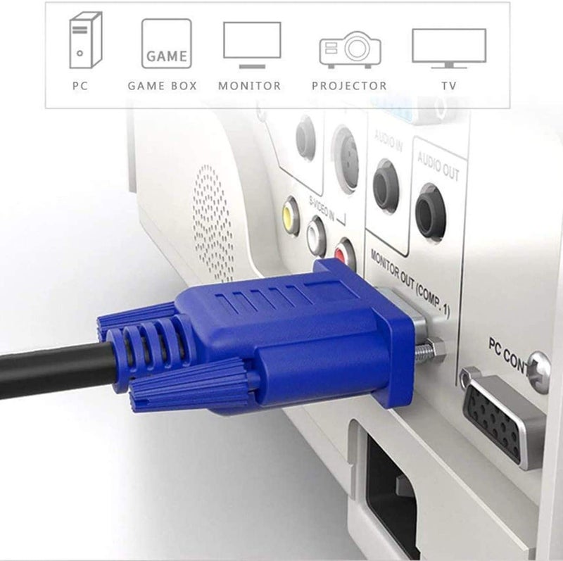 PASOW VGA to VGA Monitor Cable HD15 Male to Male for TV Computer Projector (6 Feet) - Image 3